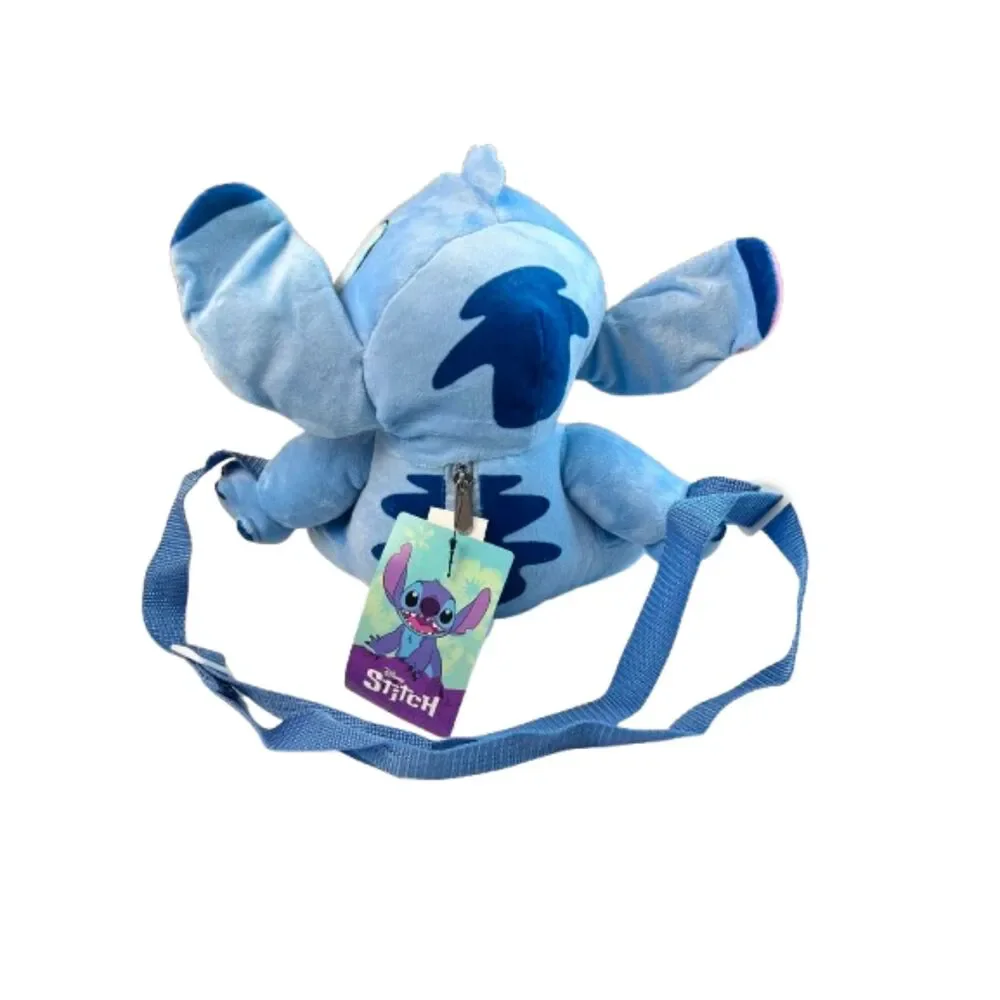 Disney Stitch Plush Bioworld NWT Blue Zipper Bag Kids Travel Backpack